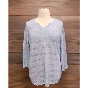 Denim & Company Baby Light Blue Open Knit Tunic Sweater XL